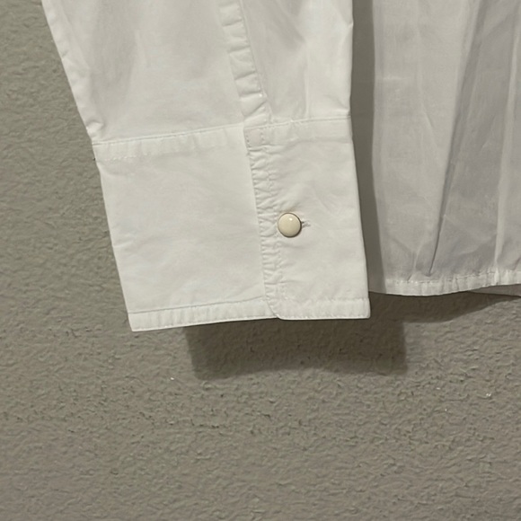 TORY BURCH WOMEN'S ALLISON POPLIN WHITE BUTTON DOWN TOP - Picture 5 of 15